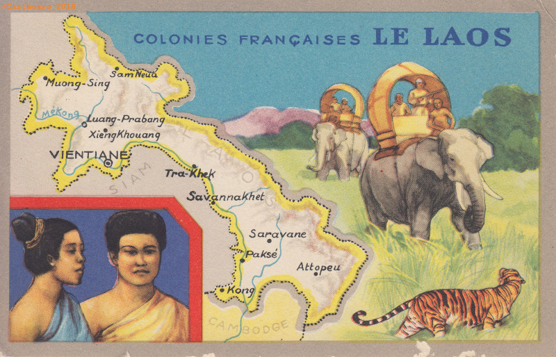 Laos - Carte géographique - Lion Noir -@11000 #3147 - JPEG - 184.2 ko - 800×514 px
