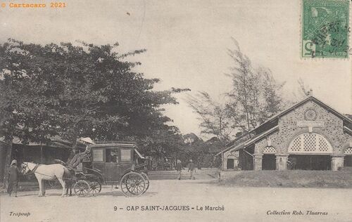Cochinchine - Cap Saint Jacques - Le marché - Tluarras Rob. 9 - dos divisé après 1904 - @4069 #4186