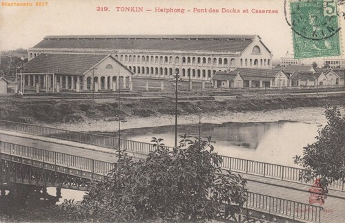 #1754 @410 - Tonkin Haïphong <br> - Pont des docks et caserne - <br> Dieulefils rouge 219 - L