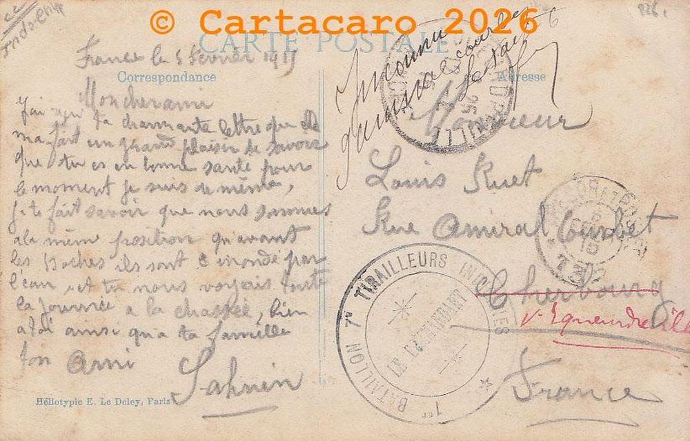 Dos de la carte "1914- Le Polynésien au départ de Saigon " #6203