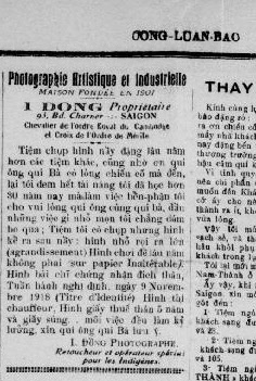 Revue Cong Luan Bao Dong photographe Au 93 rue Charner.