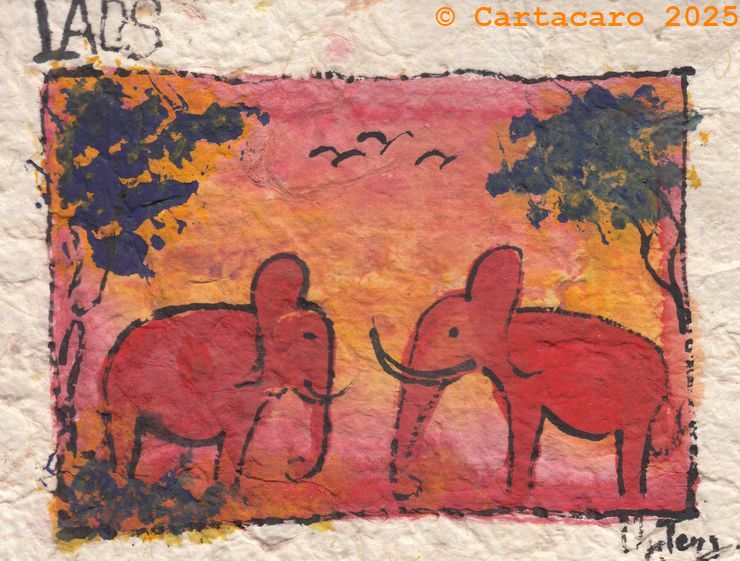 Laos - 2025 - Teng Rattana Eléphants au coucher du soleil #5448