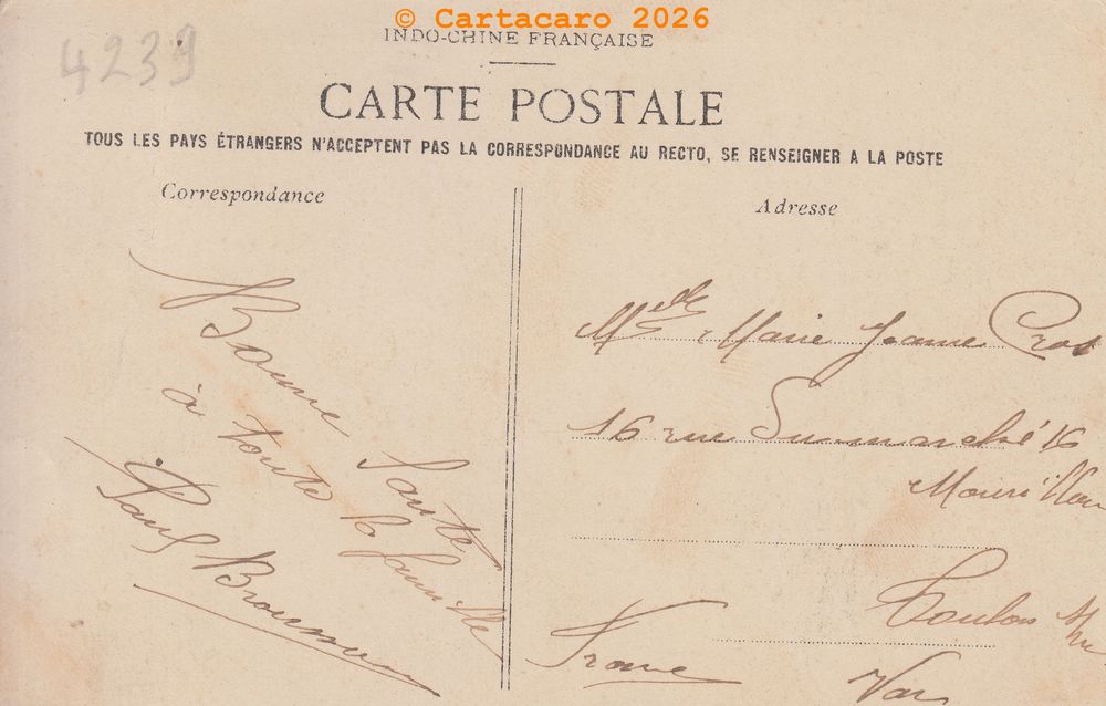 Groupe de femmes Carte expédiée de Saïgon vers Toulon /mer 1470 P Poujade de la Devéze Bonne santé à toute la famille @4239 #6803