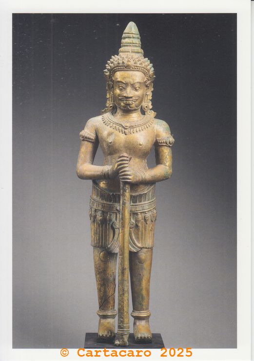 Gardien de porte : Kala ou Mahakala ? fin XIIe - début XIIIe siècle Cambodge ou pays voisins Bronze, dorure au mercure H 61, l 19 , pr 12 cm