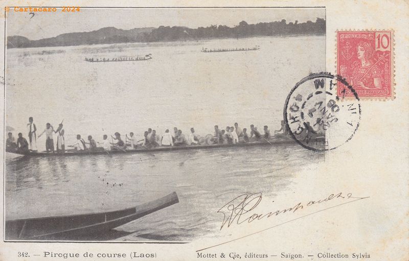 Laos - Pirogue de course - Mottet collection sylvia 342