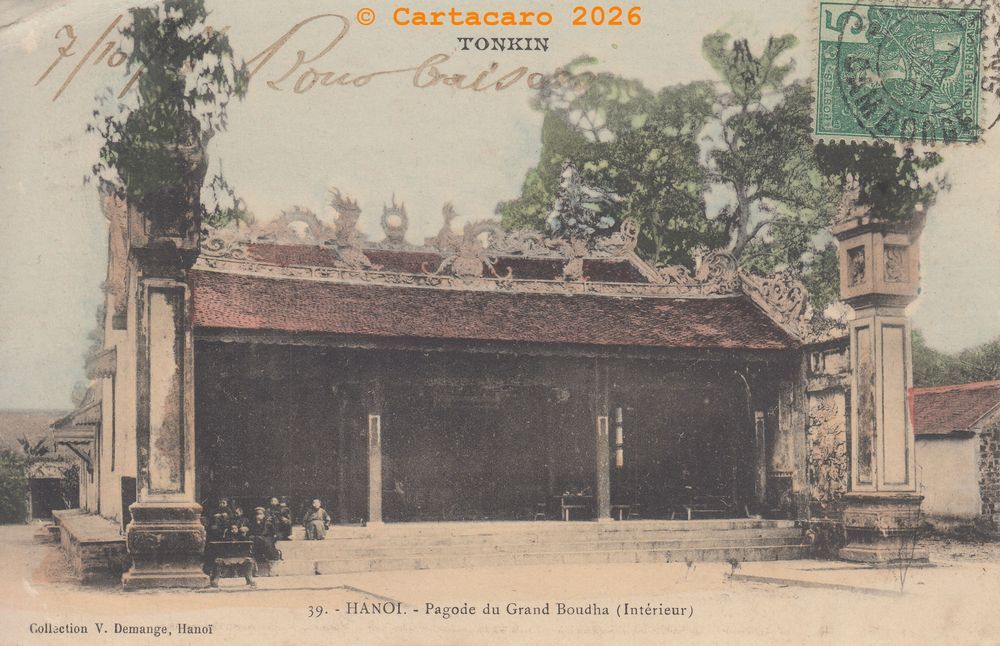 Tonkin- Hanoï - Pagode du grand Bouddha (intérieur) Demange 39 couleur @43xx #6828