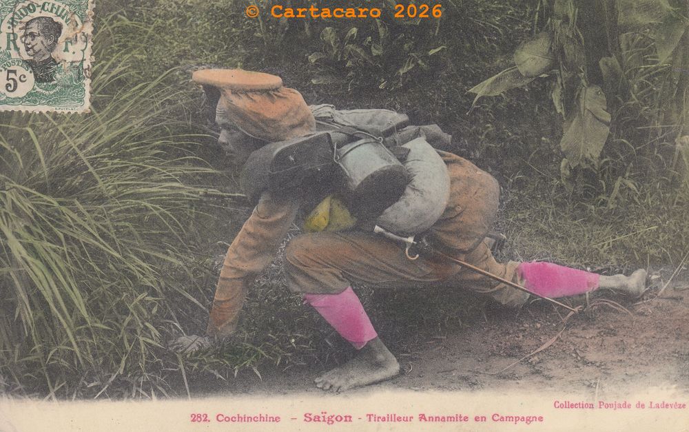 Cochinchine - Tirailleur annamite en campagne Poujade de la Devéze @4xyz #6569 
