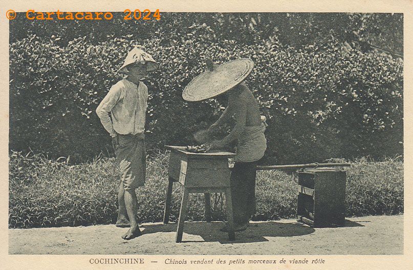 Cochinchine - Chinois vendant de petits morceaux de viande rôtie @4173 #5211